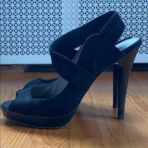 Levity Black Open Toe Heels